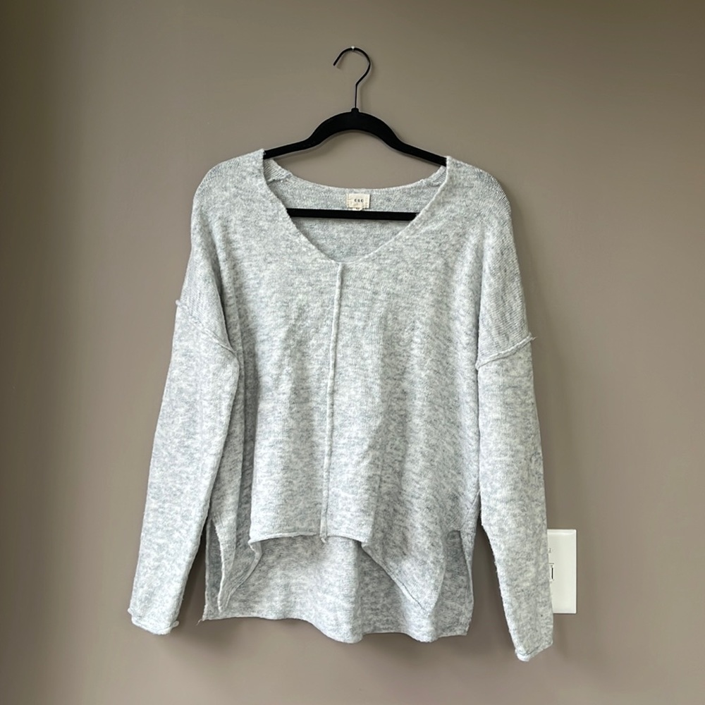 Medium soft grey cropped high low sweater